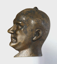 VINTAGE CAST BRASS MUSTAFA KEMAL ANATURK PORTRAIT TURKISH METAL WALL PLAQUE