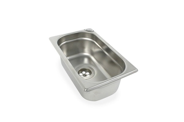 "1 1/2\" Edelstahl SpüLe SpüLbecken Waschbecken 265X160X100 Mm Foodtruck Markt"-image