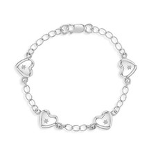 925 Sterling Silver 5" Cute Heart Bracelet for Babies  Toddlers