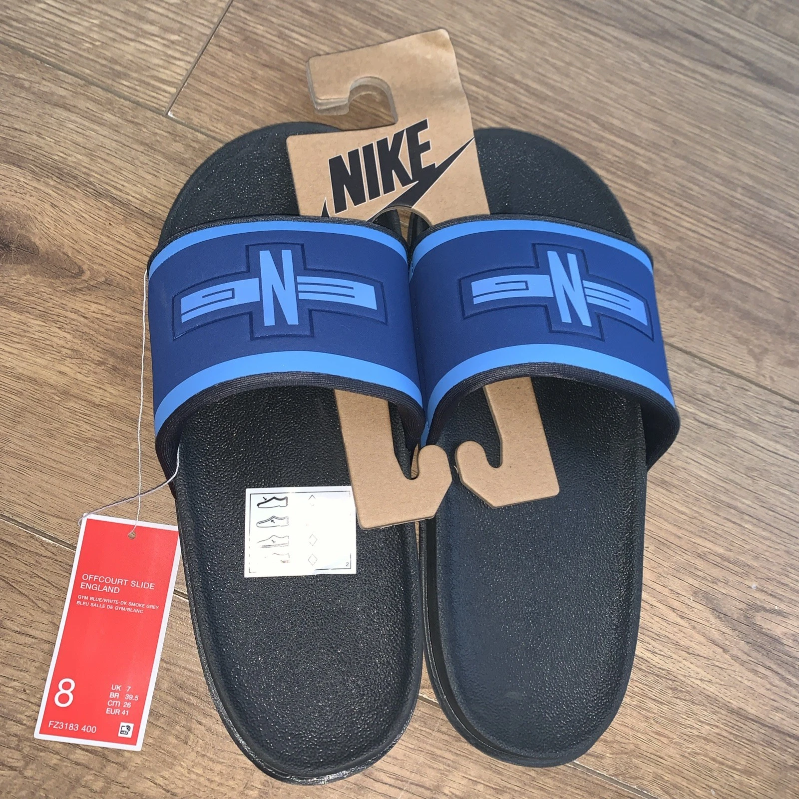 Nike Offcourt Slides England UK taglia 7 blu nero prezzo consigliato £ 49 95