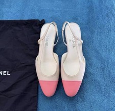 CHANEL Cap Toe CC Slingback Flat 38