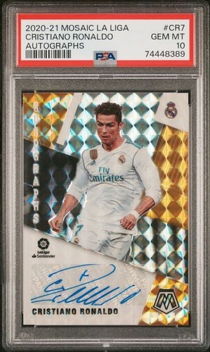 Cristiano Ronaldo 2020-21 Panini Mosaic La Liga Auto Autograph PSA 10 #CR7