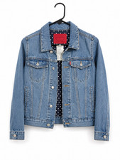 Levi s Girls Denim Jacket Youth M 10-12 Blue Polka Dot Lined Trucker Kids