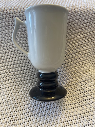 Vintage Hall Irish Coffee Mug USA Pedestal Cups White Black Base #1273 - Picture 4 of 4