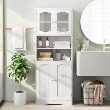 148cm Freestanding Storage Cabinet w/ Adjustable Shelves White