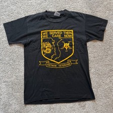 Vintage Oneita Vietnam Veterans T Shirt Black Yellow Graphic USA Made Medium