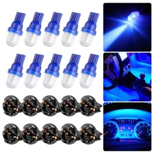 10pcs Blue T10 168 194 LED Bulbs Instrument Gauge Cluster Dash Light  w/Sockets