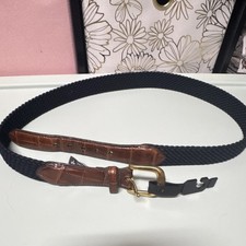 Brighton Men's Adjustable Belt Size 40 Black w/ Brown Ends Gold-Plated Buckle