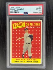 1958 Topps Mickey Mantle 487 All Star PSA 2.5 Yankees