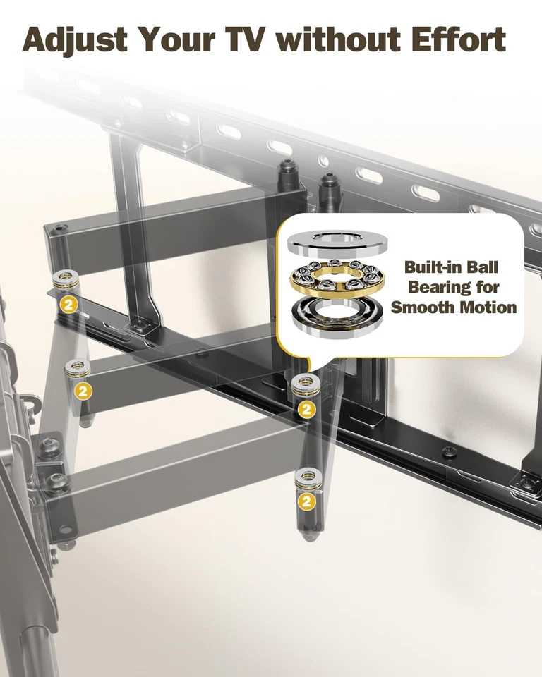 Soporte de pared para TV de movimiento completo listado por UL para la mayoría de los televisores de 42-84", soporte para TV con Premi... Foto 3 de 4