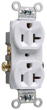 20 Amp Duplex Receptacle Outlet   Commercial Grade Side Wire Wall Outlet White