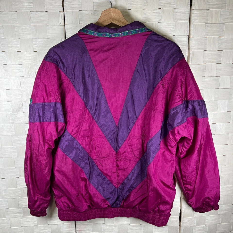 Conjunto de 2 piezas de traje de chándal cortavientos Bold Spirit para mujer años 90 rosa púrpura talla S Foto 4 de 4