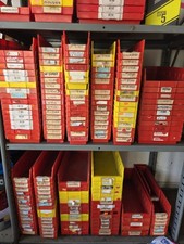 Arko Mills Assorted Red & Yellow Plastic Warehouse Storage Parts Bins/Totes Lot