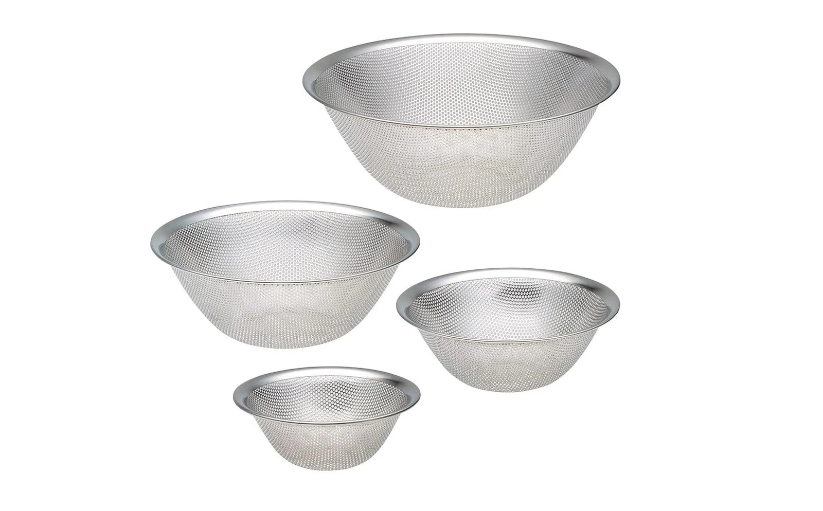 Yanagi Sori Stainless Steel Perforated Strainer 4-Piece Set (16, 19, 23, 27cm) S