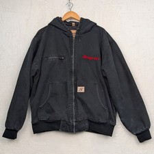 VTG Snap-on Jacket Mens XL Black Canvas Hoode...
