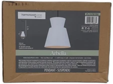 Canarm Arbella 1-light Pendant Light, Matte Black And White Metal Shade