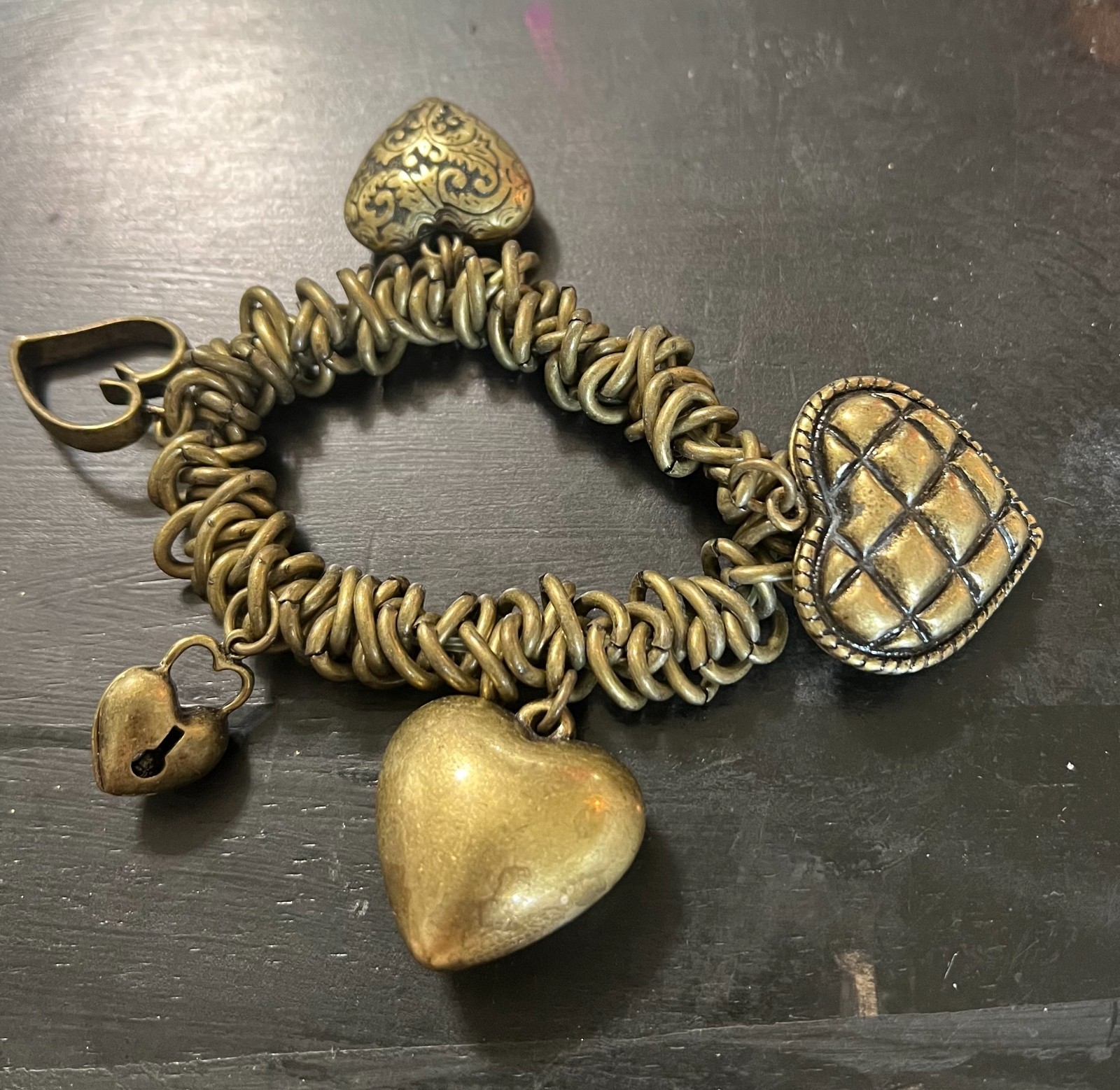 gold chunky charm bracelet