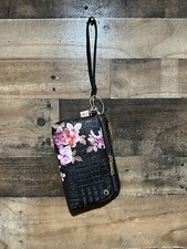 Steve Madden Floral Black Wristlet Wallet Zip NWT