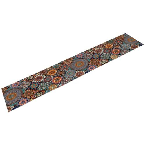 Bohemian Table Runner, Colorful Vintage Indian Mandala Floral W13"x L60" Boho-3 - Picture 5 of 7