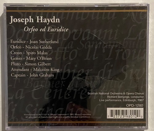 HAYDN - ORFEO ED EURIDICE 2CD SET NEW SEALED BONYNGE - Picture 2 of 5