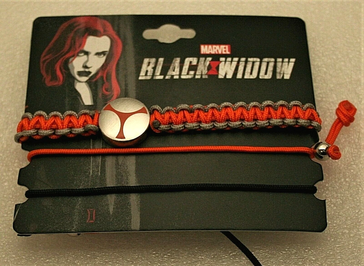 Marvel Comics 3 Black Widow Orange Rope Logo Charm Bracelet Set New NOS Card