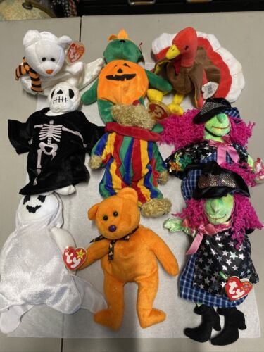 Halloween & Herbst Thema TY Beanie Babys Menge 9 mit Seltenheiten! ANSEHEN!!