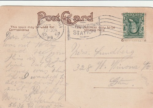 Vintage Postcard Sparrow Jack House Germantown Philadelphia, Pennsylvania, 1907 - Picture 2 of 2