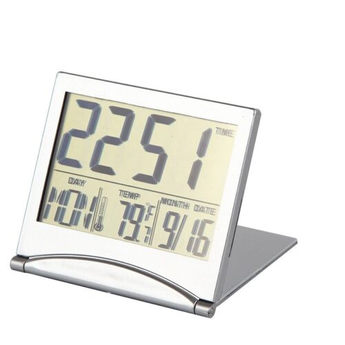 Digital Travel Alarm Clock Foldable Temperature LCD Clock Compact Desk Timer New