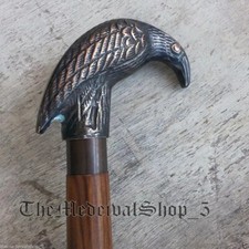 Handmade Antique Mystic Raven Crow Handle Wood Walking Cane- Gothic Swagger Cane