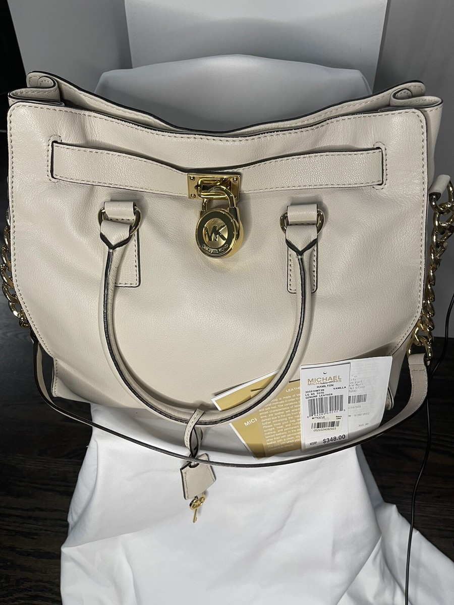 Authentic Michael Kors White Leather Hamilton Bag