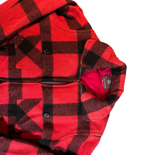 Vintage Johnson Woolen Mills Wool Jacket Hunting Red Plaid Mackinaw 36/38 - Picture 11 of 16