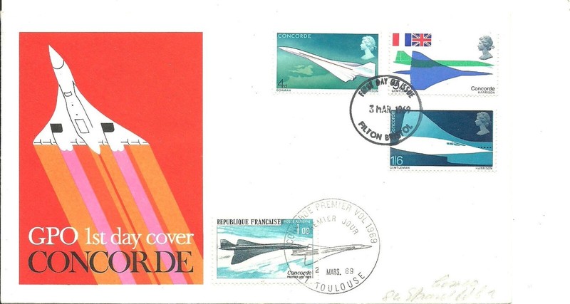 Dual Concord, France + Great Britain, 1969 FDC
