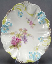 Weimar Art Nouveau Pink Purple & Blue Floral Antique Vegetable Dish C. 1905-1924