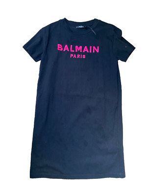 Balmain girls black logo t shirt dress size 4