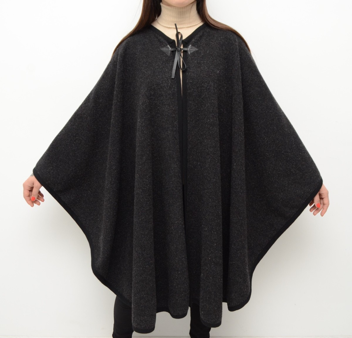 Womens Vintage Yves Saint Laurent Variation Wool Long Poncho Womens Vintage Yves Saint Laurent Variation Wool Long Poncho