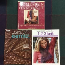 Lot of 3 Knitting Books,(as shown in photos) - Pre-Owned