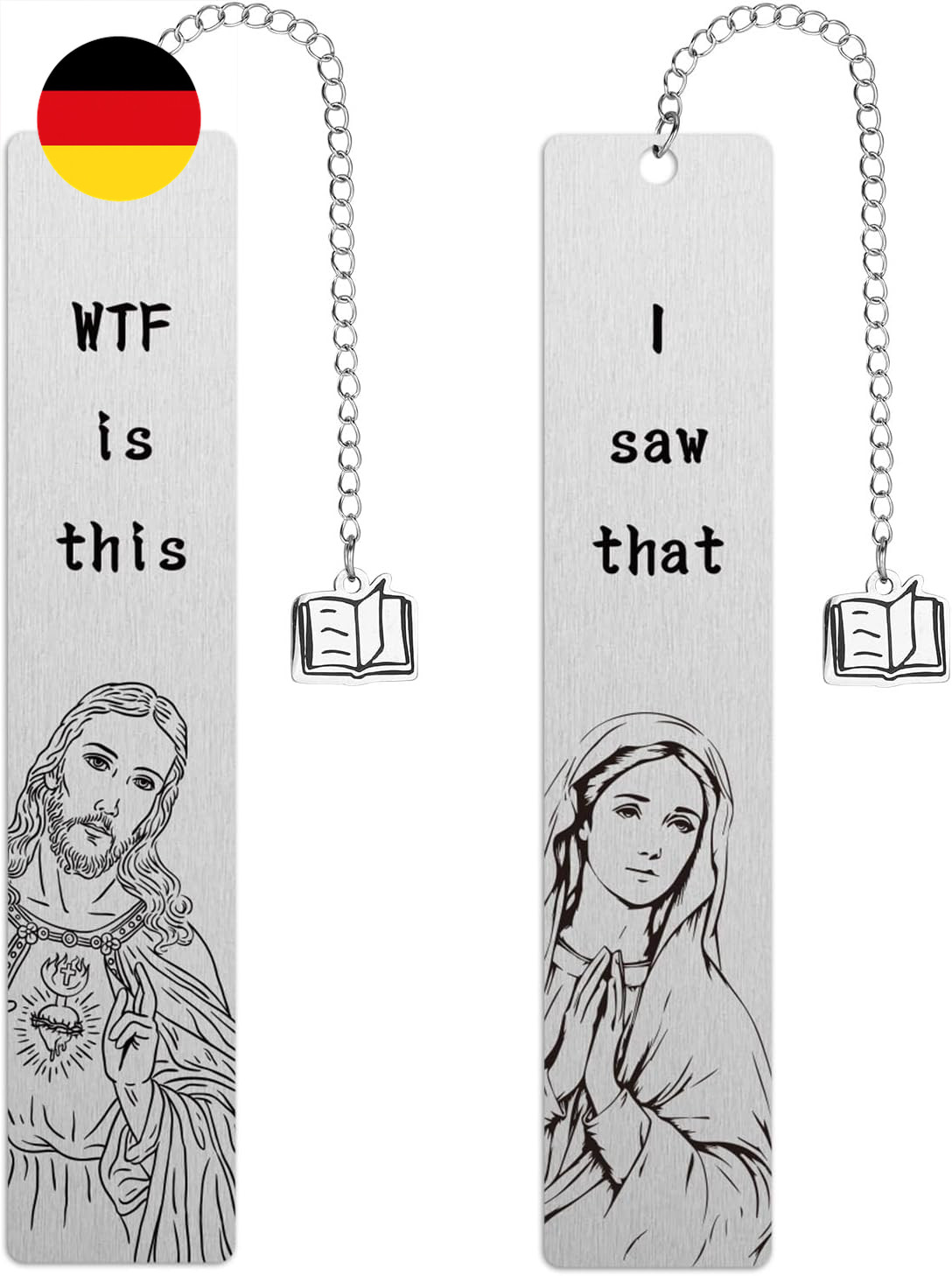 2 Lustige Christliche Lesezeichen, Lustiges Lesezeichen mit Jesus und Jungfrau M