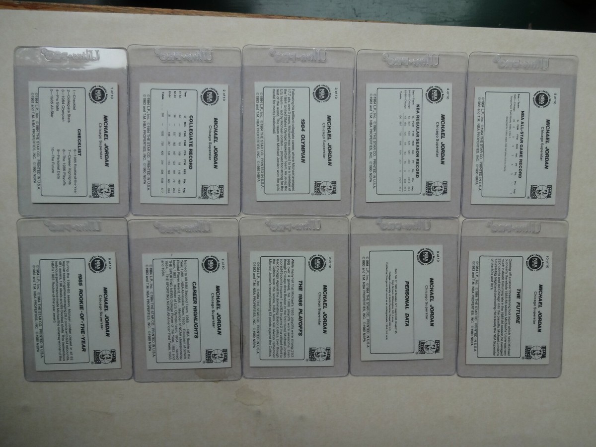 CLEAN COMPLETE 10 CARD 1986 STAR MICHAEL JORDAN SET FUTURE