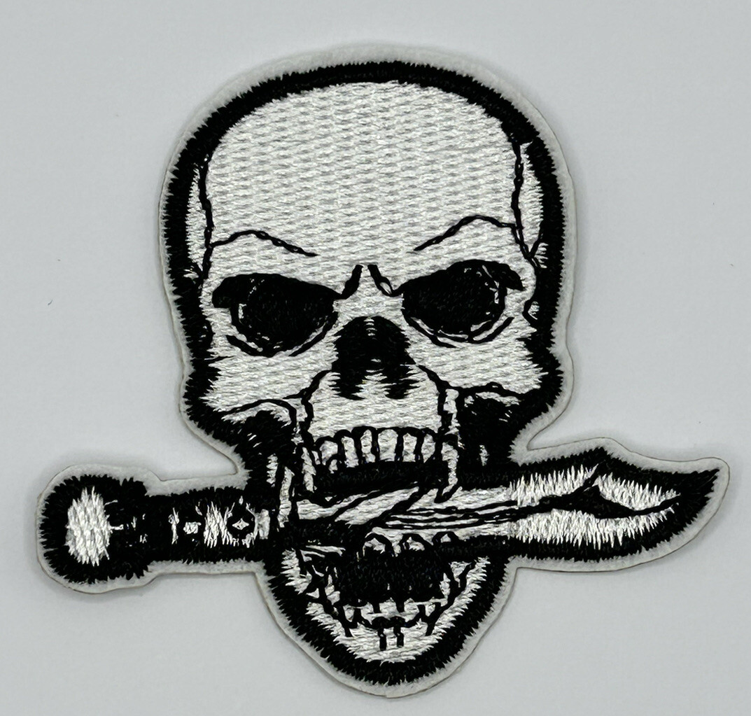 MR ALE Patches - Skull With Knife - Embroidered Iron-On/Sew-On