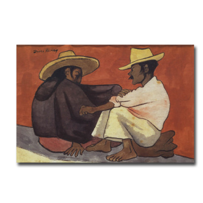 Pareja Indigena by Diego Rivera Gallery-Wrap Canvas Giclee Art (16 in x ...