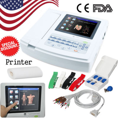 FDA Electrocardiograph Digital 12 channel/lead ECG EKG Monitor Machine,USB PC SW