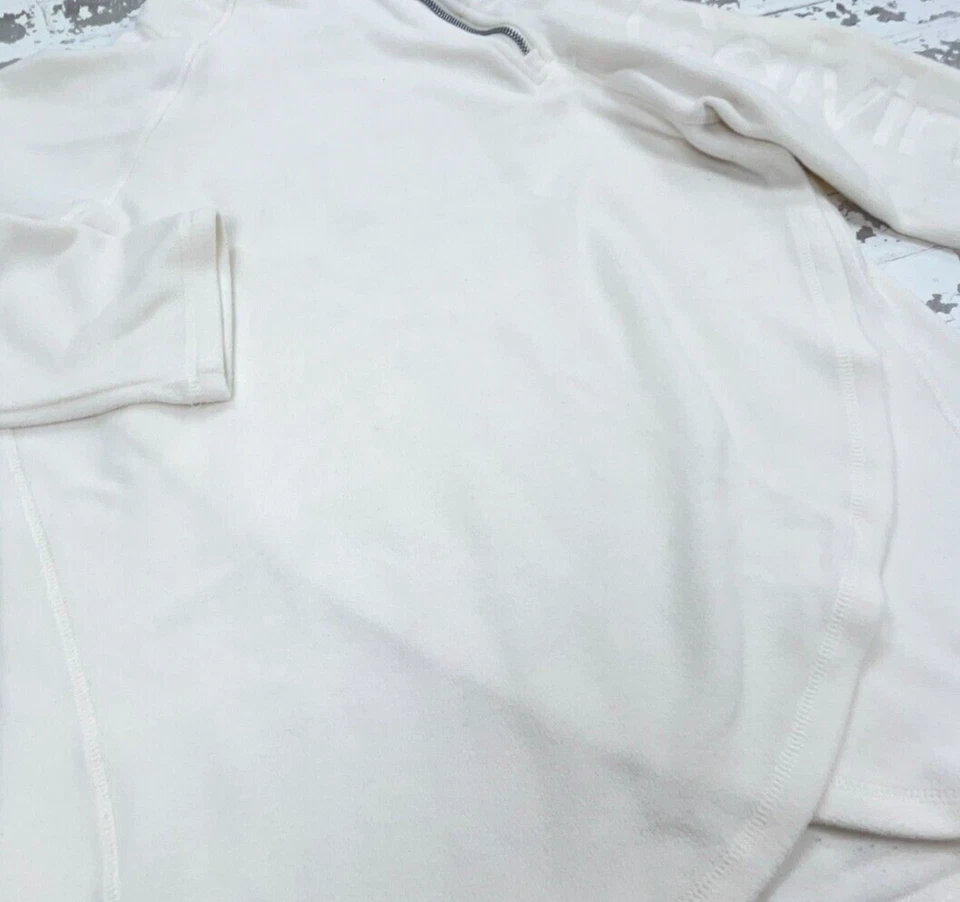 Moletom Calvin Klein Feminino Médio Off White Suéter PullOver de Lã Soletrar - Imagem 4 de 4