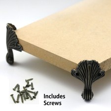 4pcs ANTIQUE BRASS CHEST LEGS BRACKETS CORNERFEET JEWELLERY / CIGAR BOX h1077