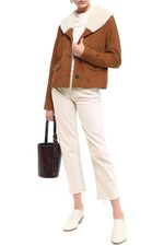 Nwt Frame Russet Brown Nubuck/shearling Jacket Size S $1250