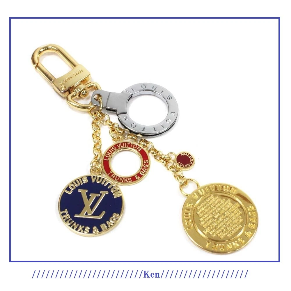 Repurposed Gold Louis Vuitton Keyring & Flower Logo Charm Vintage