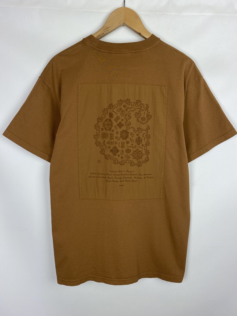 imperf Carve T-shirts Brown Tシャツ CAT Trademark Logo T-Shirt Mens Caterpillar Durable Work Tee