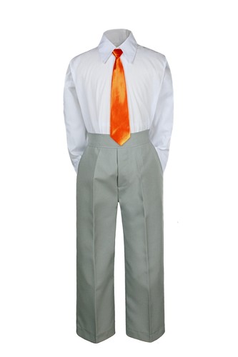 Boys Kids Teen Wedding Formal 3pc Shirt LT GRAY Pants by Select a Color Tie 5-20 - Picture 18 of 25