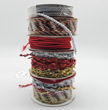 Lot Of 5 Ribbon-Cord-Spools/Rolls - Red-Gold-Silver - CHRISTMAS - Mixed New/Used