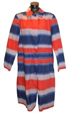 Aqua Sheen Vintage 60s 70s Red White  Blue Striped Patriotic Raincoat sz L
