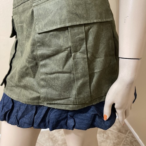 Women’s Forest Green Cotton Casual Layered Lined Pockets Sample Size S Skirt - Picture 11 of 16